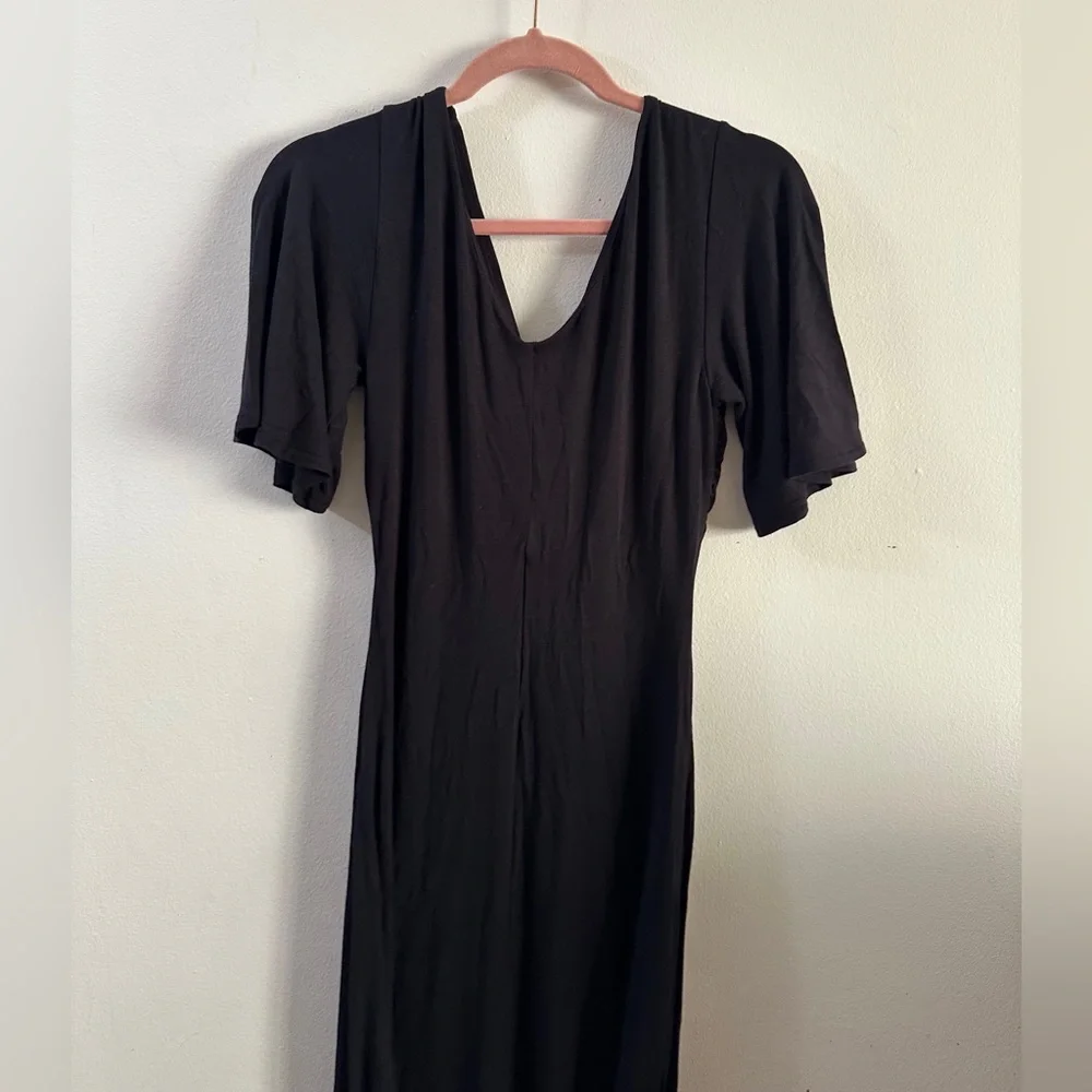 Z SUPPLY Flutter Sleeve Black Dress SIZE SMALL 2 4 All-Occasion Formal V-Neck - Picture 3 of 8